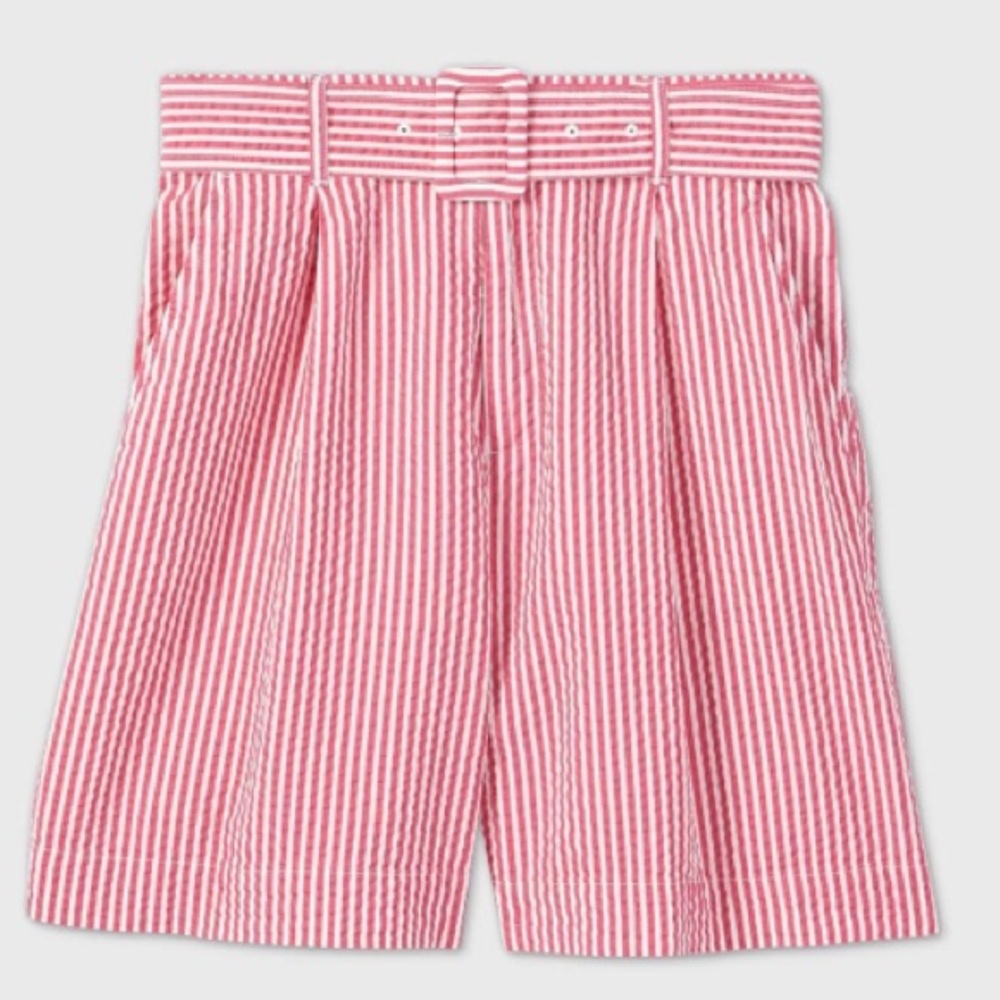 High waist pink white stripe shorts NEW W TAGS
